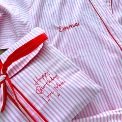Pink Stripe Kimono Robe