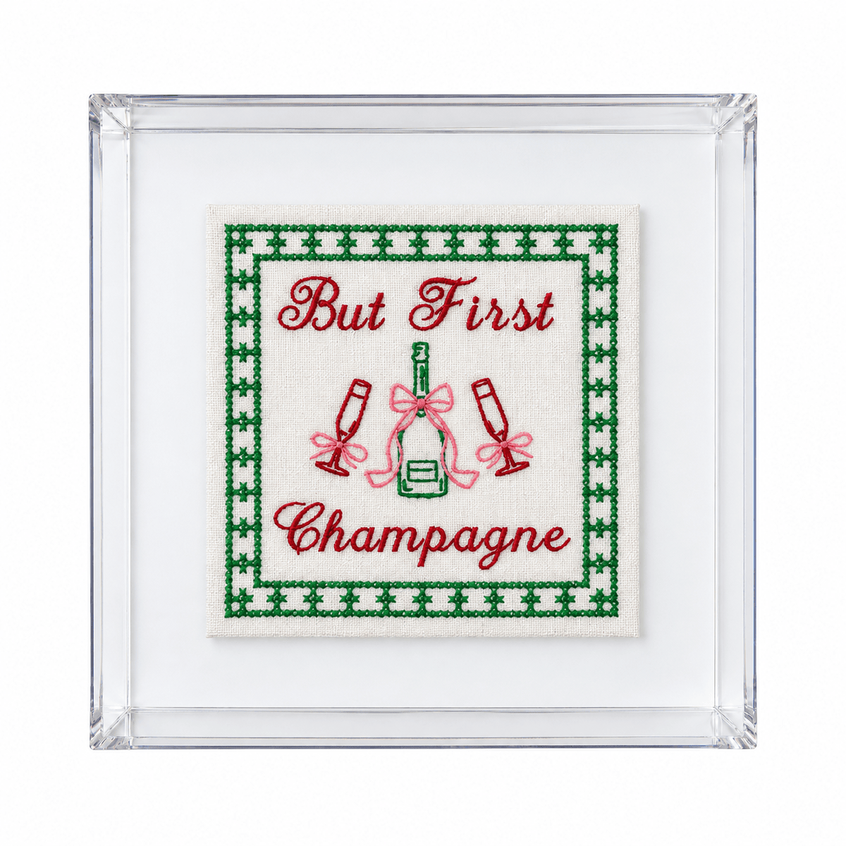 But First Champagne Embroidered Artwork