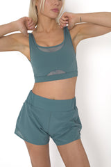 POWERFLOW MEDIUM SUPPORT SPORTS BRA SLATE BLUE