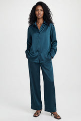 The Lady Silk Shirt Teal Eclipse