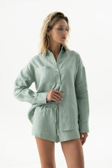 Linen Spirit Shorts Sage Green