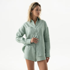 Linen Spirit Shorts Sage Green