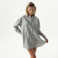 Strapped Cotton Shirt Quiet Gray