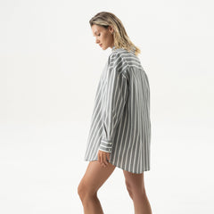 Strapped Cotton Shirt Quiet Gray