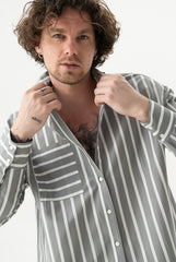 Strapped Cotton Shirt Quiet Gray