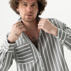 Strapped Cotton Shirt Quiet Gray