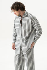 Strapped Cotton Shirt Quiet Gray