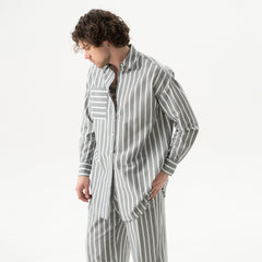 Strapped Cotton Shirt Quiet Gray