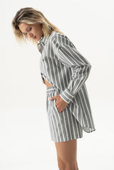 Strapped Cotton Shirt Quiet Gray