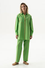 Silk Cotton Shirt Retro Green