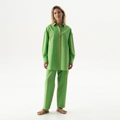 Silk Cotton Shirt Retro Green