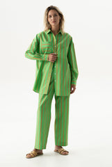 Silk Cotton Shirt Retro Green