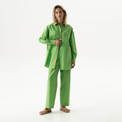 Silk Cotton Shirt Retro Green