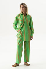 Strapped Cotton Pants Retro Green