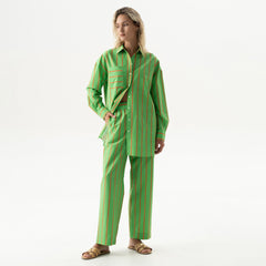 Strapped Cotton Pants Retro Green