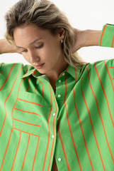 Silk Cotton Shirt Retro Green