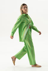 Strapped Cotton Pants Retro Green