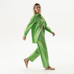 Strapped Cotton Pants Retro Green