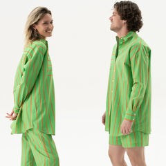 Silk Cotton Shirt Retro Green