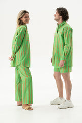 Silk Cotton Shirt Retro Green