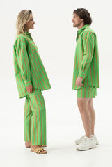 Silk Cotton Shorts Retro Green