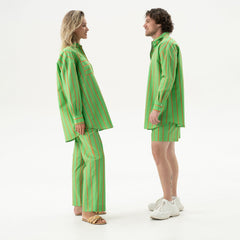 Silk Cotton Shorts Retro Green