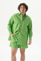 Silk Cotton Shorts Retro Green