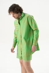 Silk Cotton Shirt Retro Green