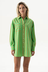 Silk Cotton Shirt Retro Green