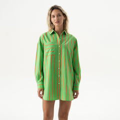 Silk Cotton Shirt Retro Green