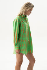 Silk Cotton Shirt Retro Green