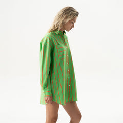 Silk Cotton Shirt Retro Green