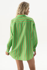 Silk Cotton Shirt Retro Green