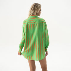 Silk Cotton Shirt Retro Green