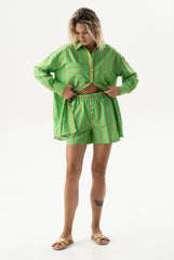 Silk Cotton Shorts Retro Green