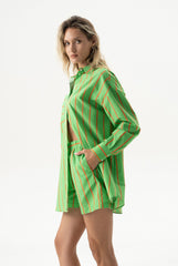 Silk Cotton Shorts Retro Green