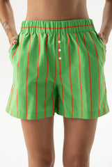 Silk Cotton Shorts Retro Green