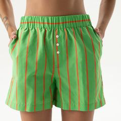 Silk Cotton Shorts Retro Green