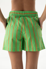 Silk Cotton Shorts Retro Green