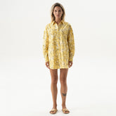 Silk Cotton Shirt Yellow Flowers