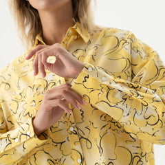 Silk Cotton Shirt Yellow Flowers