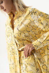 Silk Cotton Shirt Yellow Flowers