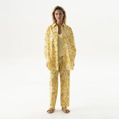Silk Cotton Shirt Yellow Flowers