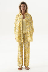 Strapped Cotton Pants Yellow Flowers