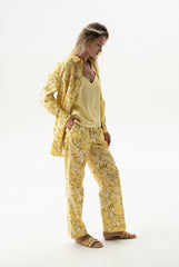 Strapped Cotton Pants Yellow Flowers
