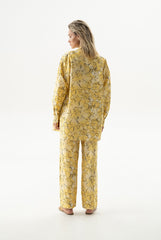 Strapped Cotton Pants Yellow Flowers