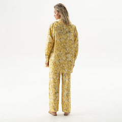 Strapped Cotton Pants Yellow Flowers