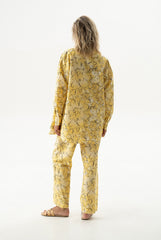 Strapped Cotton Pants Yellow Flowers