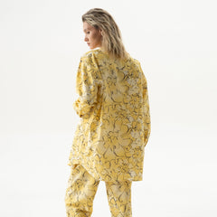 Silk Cotton Shirt Yellow Flowers