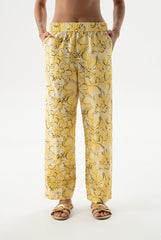 Strapped Cotton Pants Yellow Flowers